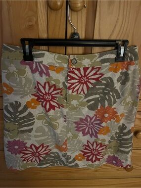 So blue Floral beige pink green skirt. Size 10